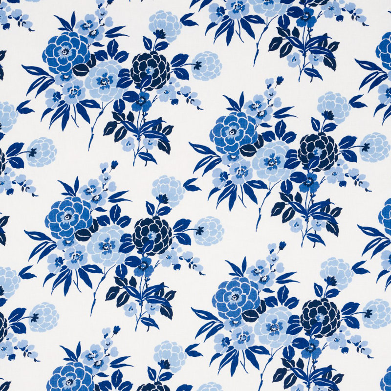 Tissu floral Valentina, Bleu