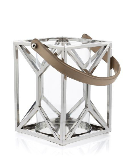 Glass Tabletop Lantern, 26 cm H x 19.50 cm W x 19.50 cm D