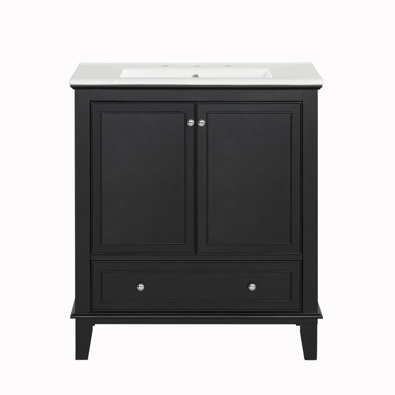 Meuble-lavabo simple 30 po avec plateau en céramique Sharat