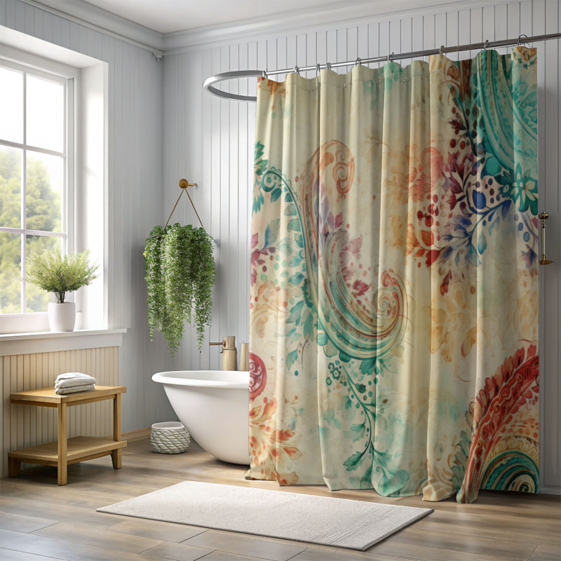 Heritage Swirls - Rideau de douche Premium, H 74 po x l 71 po