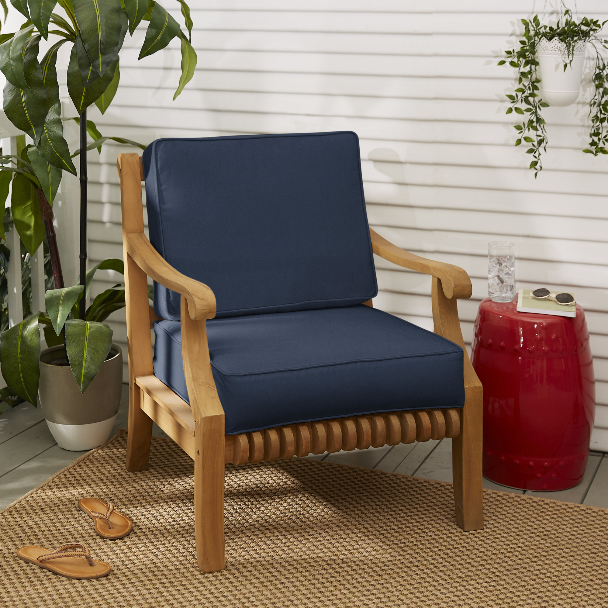 Sunbrella Outdoor Lounge Chair, 5" H x 23.5" W x 23" D, Canvas Navy Sunbrella® Canvas