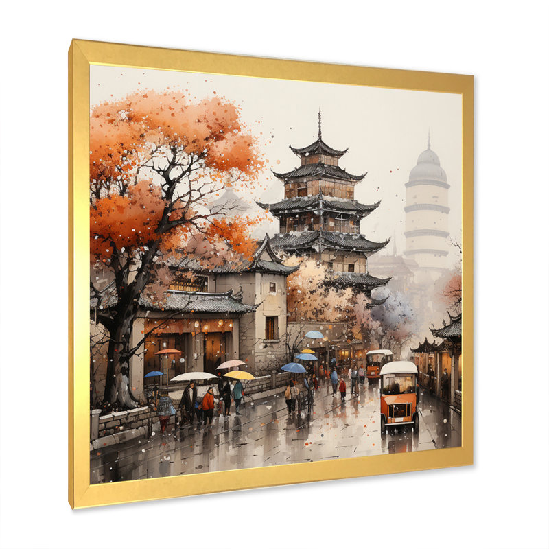 " China Silk Road III ", Gold Picture Framed, 36" H x 36" W x 1.5" D