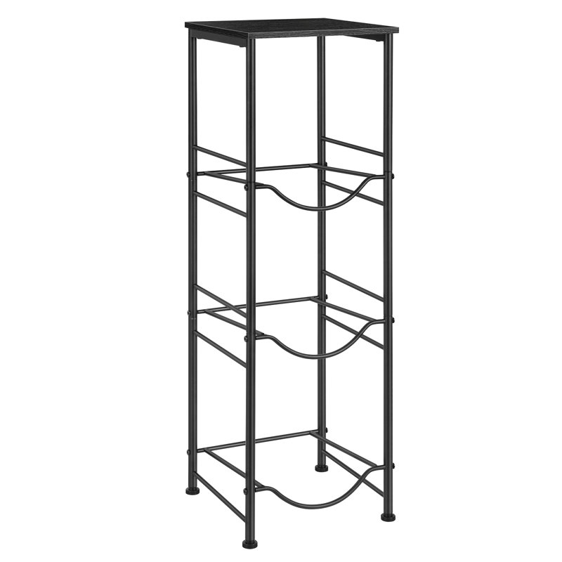 Support à 3 niveaux avec tablette en bois, noir (cadre mat + bois noir)