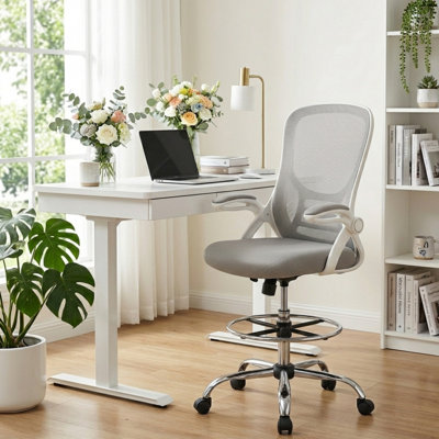Chaise de bureau ergonomique en filet avec hauteur réglable et repose-pieds pour le bureau personnel
