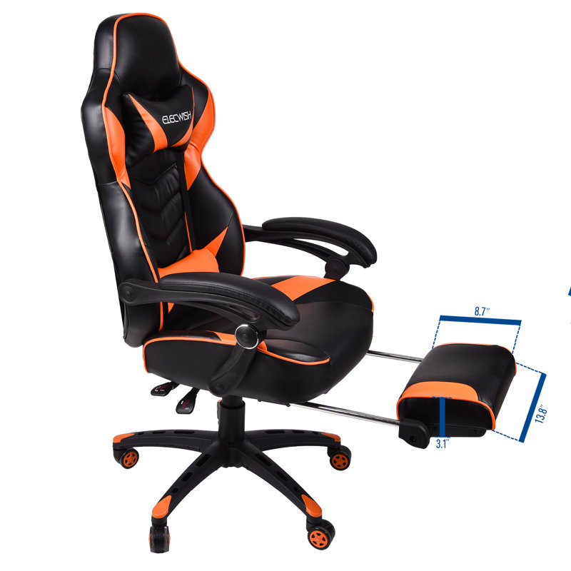 Fauteuil inclinable et pivotant ergonomique en cuir synthétique RAYS, Orange