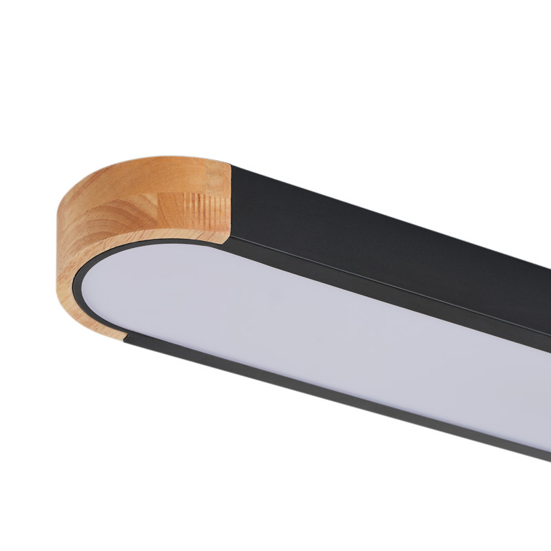 1-Sand black LED dimmable Flush mount light, 1.97" H x 37.4" W x 5.91" D, Black/Natural, Black