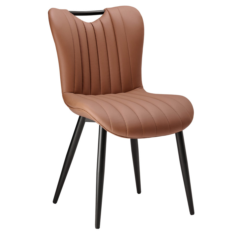Modern Quilted Upholstered Dining Chairs Wingback Luxury Side Chairs With Metal Legs (Set of 6), Camel