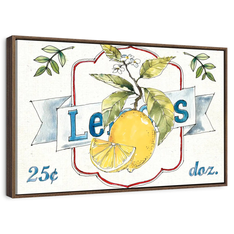 Plaque murale Fruit Stand II, Cadre flottant noyer, 40 po x 27 po