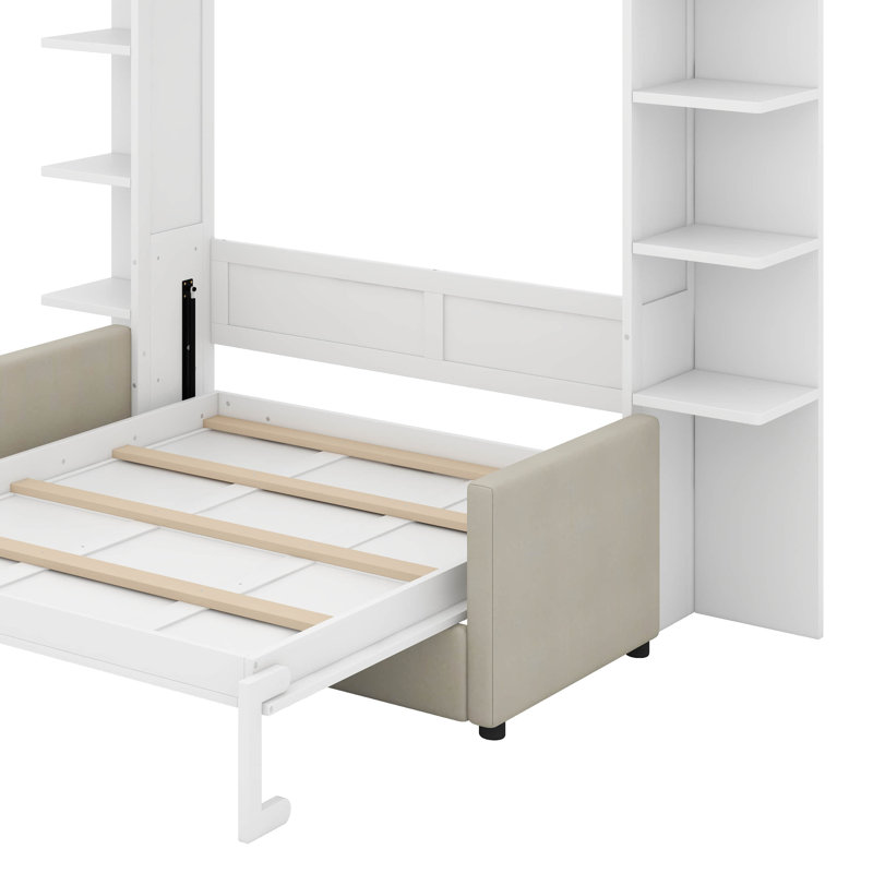 Grand lit escamotable avec canapé, Blanc