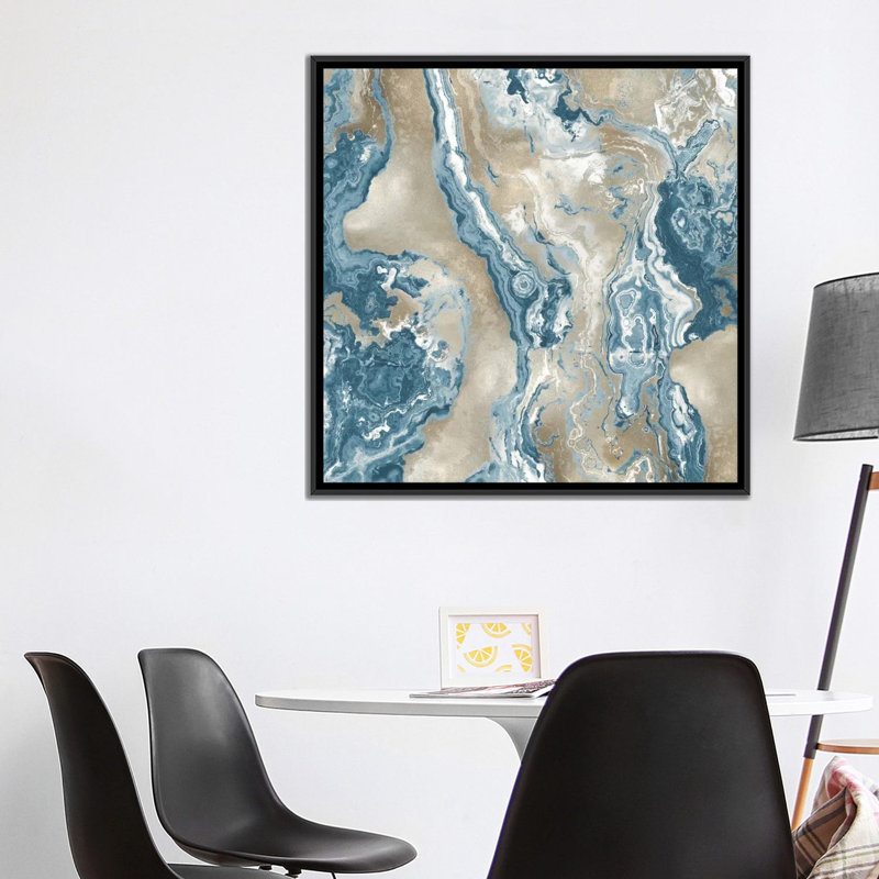 «Onyx Teal», impression sur toile, H 37 po x l 37 po x P 1,5 po, Toile avec cadre noir, Pas de tapis