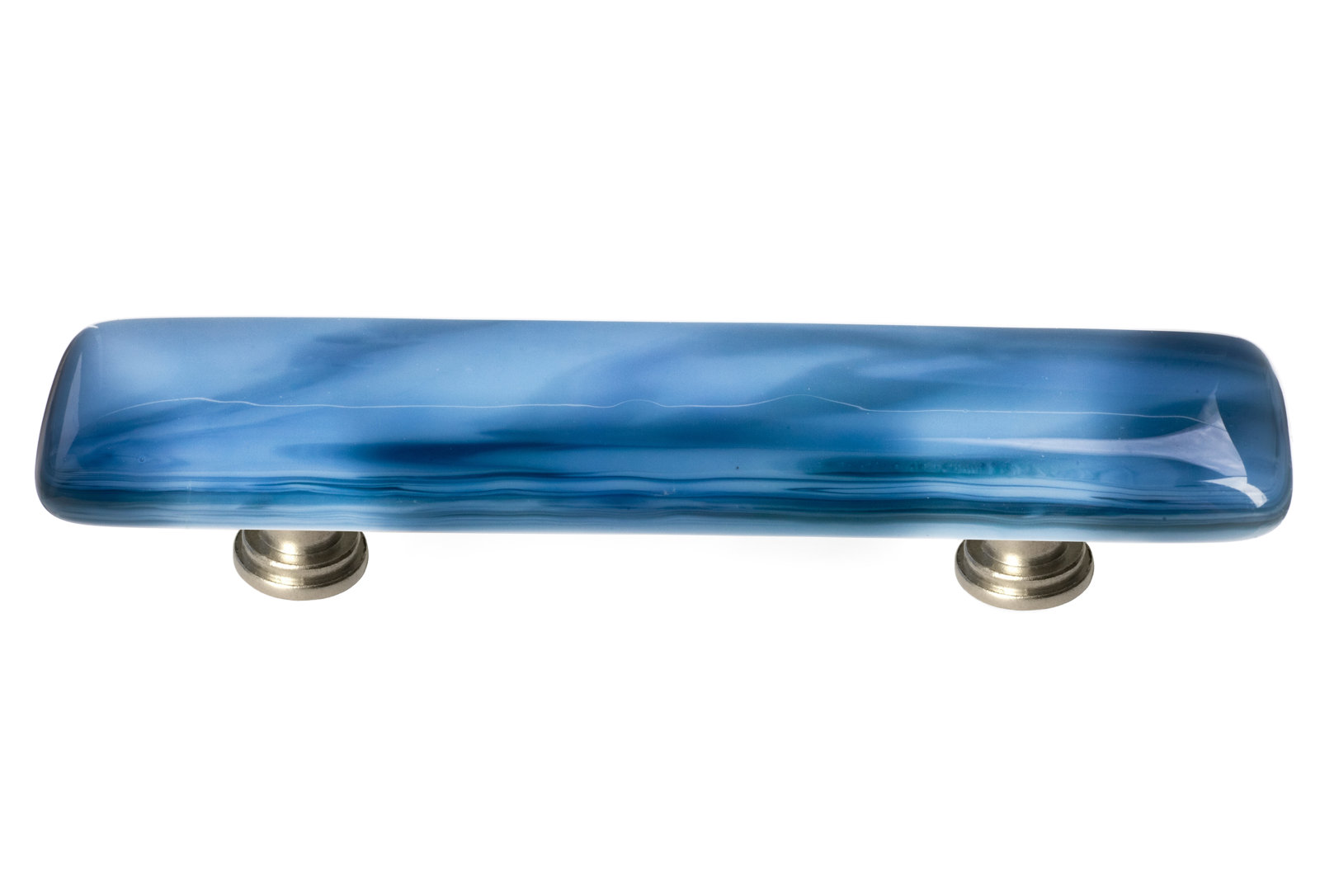 Cirrus Bar Cabinet Pull, Satin Nickel, Marine Blue
