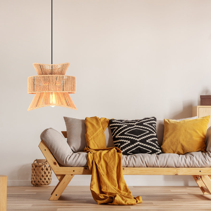 Noirmoutier 1 - Light Farmhouse Boho Geometric Rattan Pendant Light