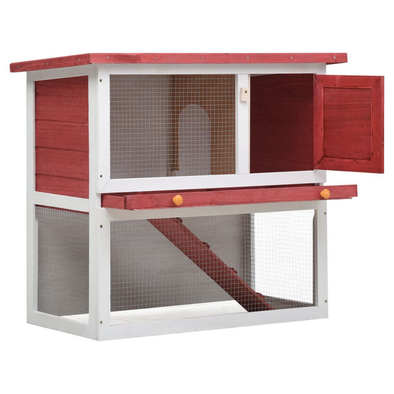 Jaron Weather Resistant Rabbit Hutch, Red