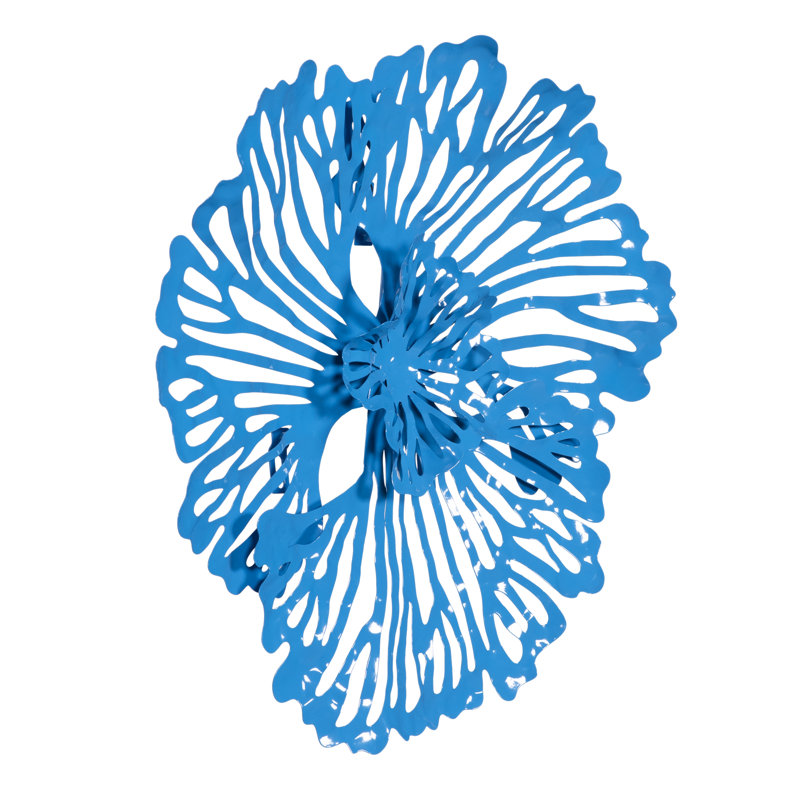 Flower Wall Art Extra Small Metal, Blue