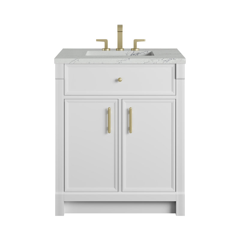 Bellshire 48" W Single Vanity, Honey Oak, 48", Ethereal Noctis Silestone