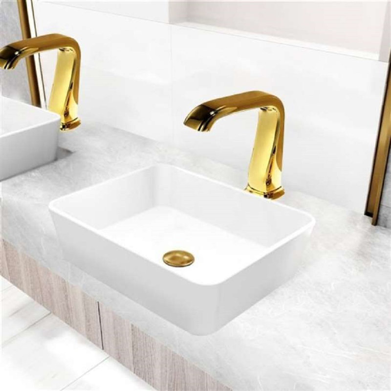 FontanaShowers Ceramic Circular Bathroom Sink with Faucet
