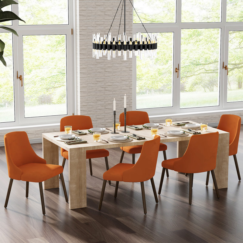 Chaise de salle à manger rembourrée moderne l 19,5 po Kanalu, 6, Orange
