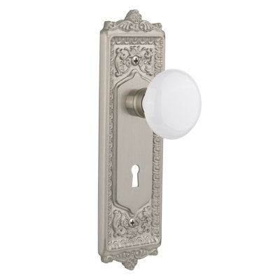 Egg & Dart Plate with Decorative Keyhole and White Porcelain Door Knob
