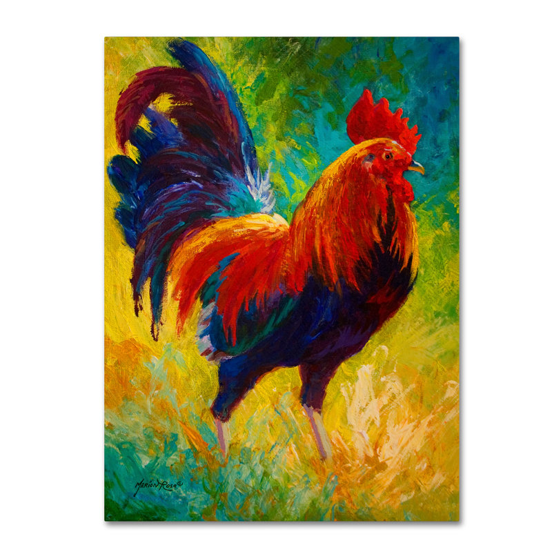 «Hot Shot Rooster» par Marion Rose, reproduction sur toile, H 19 po x l 14 po x P 2 po