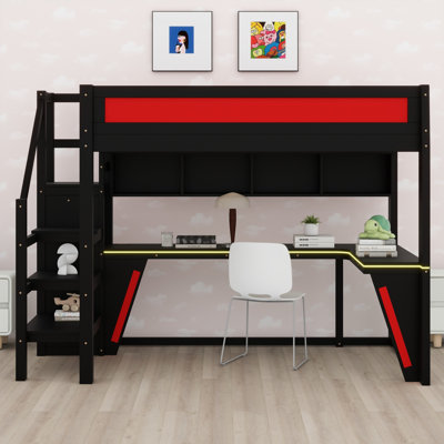 Compact Loft Bed with Wardrobe, Desk & USB Charging
