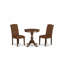 L'ensemble de table de cuisine 3 pièces comprend une table de salle à manger ronde et 2 chaises rembourrées en similicuir brun, 30 x 30 pouces, acajou-791300985-791300967-791300964