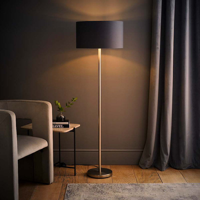 Daryanna 148cm Traditional Floor Lamp, Brushed, No, Grey