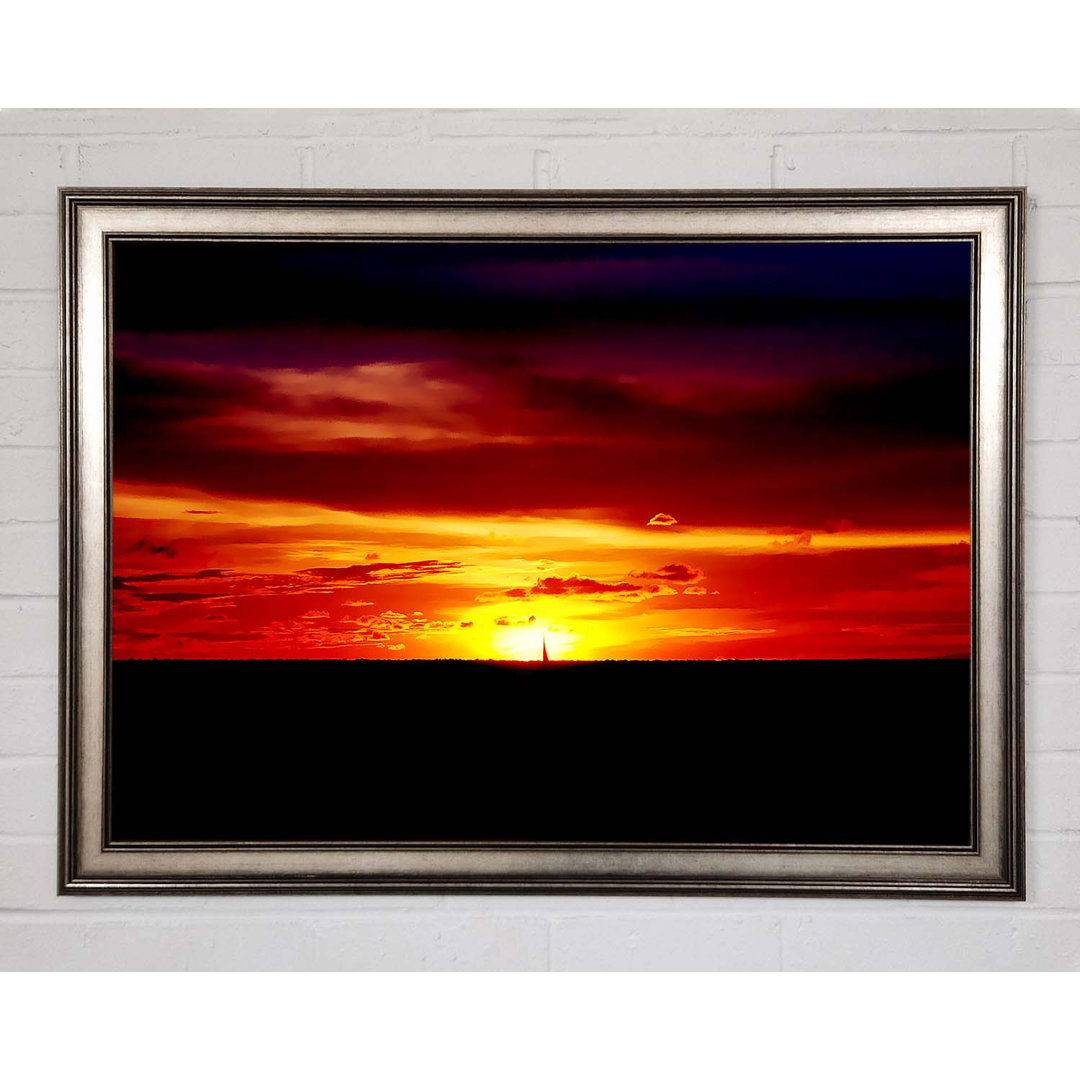 Roter Sonnenuntergang Ozean Gerahmter Druck Wandkunst