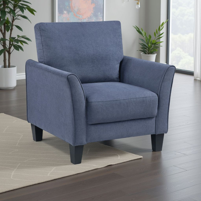  Chaise avec accoudoirs rembourrée 34 po Laffey, Tissu bleu