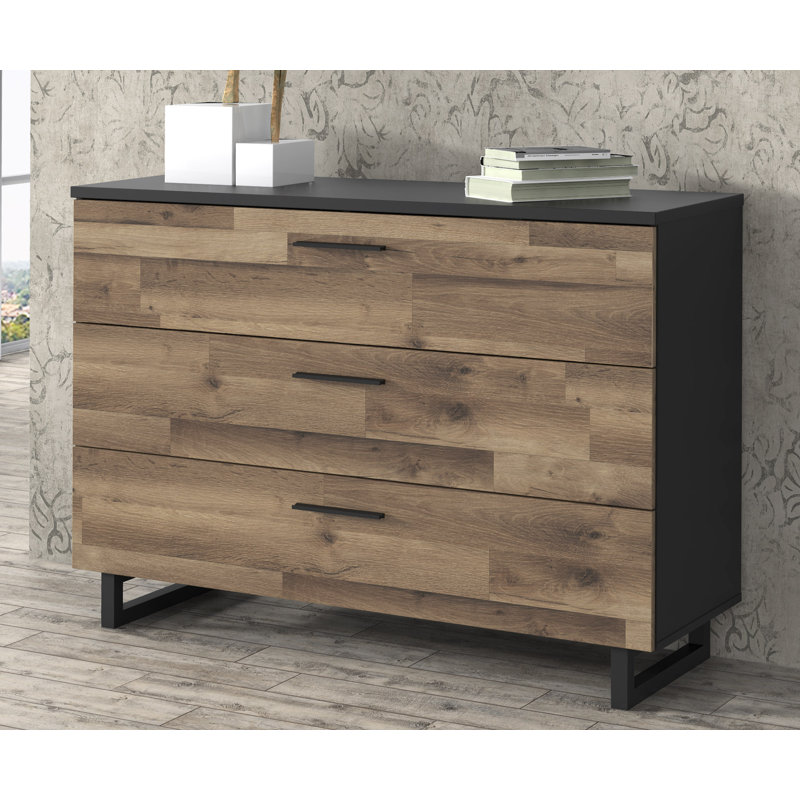 Sirius Black 120.1cm W 3 - Drawer Chest of Drawers, Black/Brown