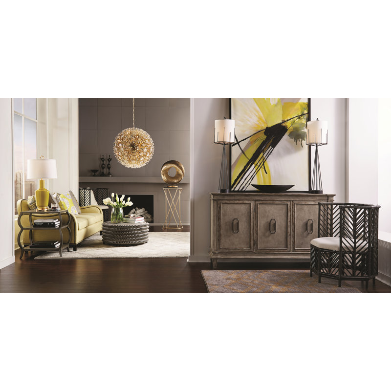 Black Bamboo Barrel Chair with Off-White Cushion