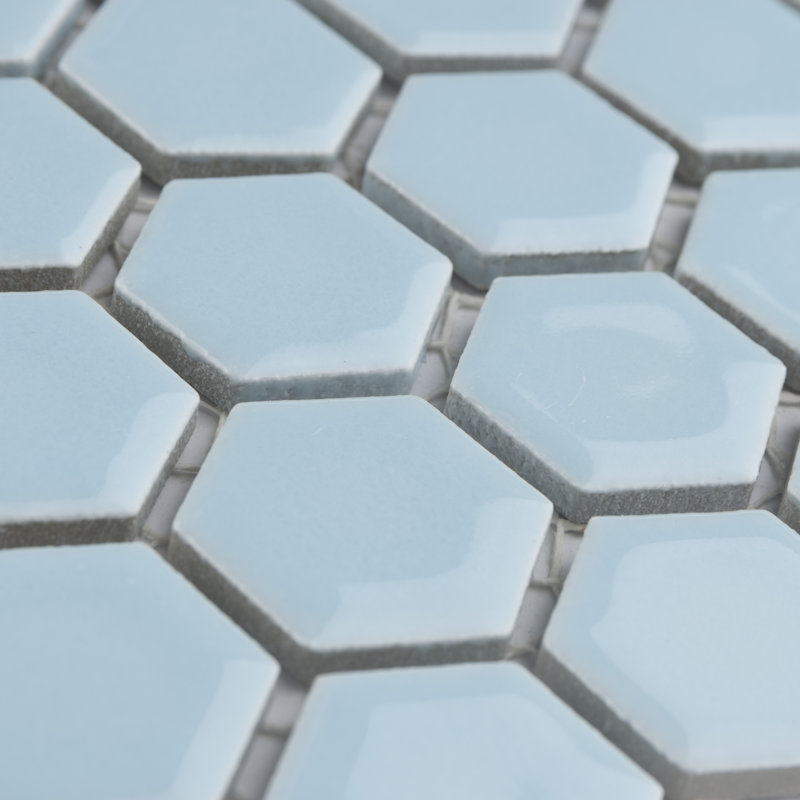 Hudson 1" x 1" Porcelain Honeycomb Mosaic Wall & Floor Tile, Cashmere Blue