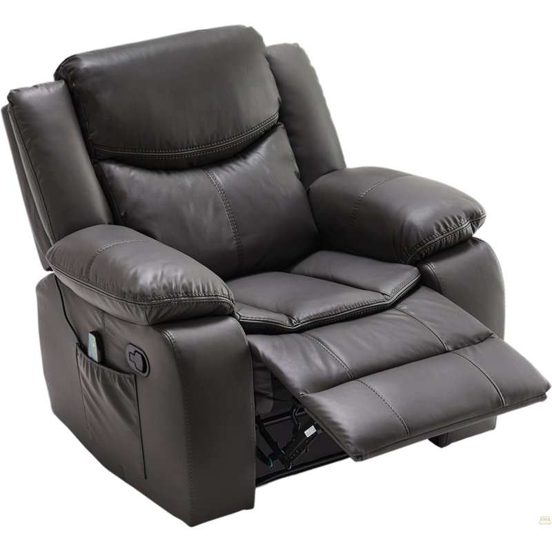 Fauteuil inclinable en cuir gris avec vibrations et chauffage