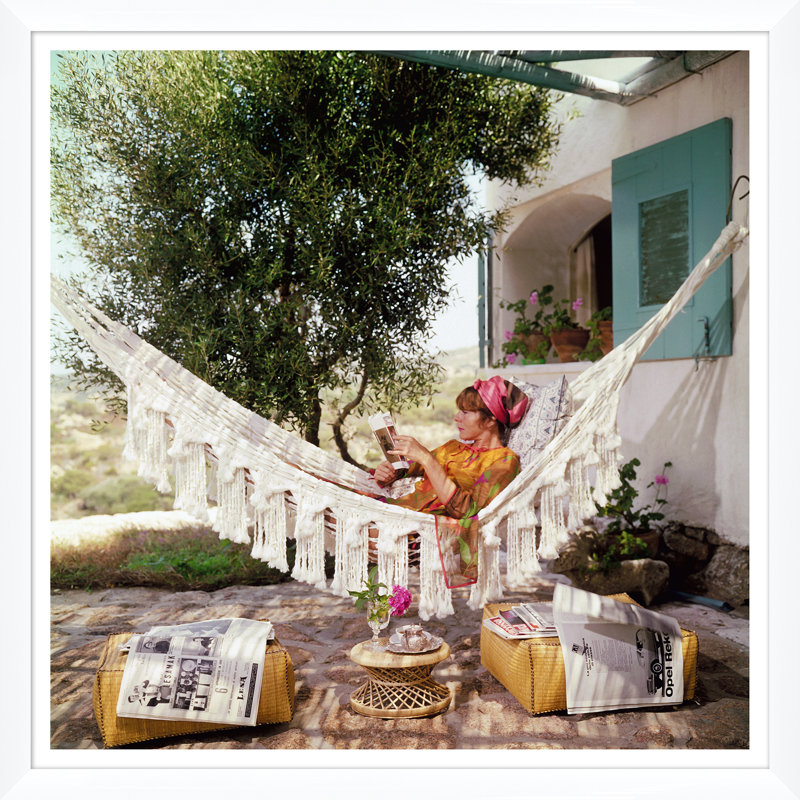 Bettina Grazini Print by Slim Aarons, White Single Picture Framed, 51.5" H x 51.5" W x 1.5" D