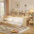 Wooden Daybed With Storage Shelves, Multi-Functional Bed With Trundle Bed And  Study Desk,-288821656-288821606