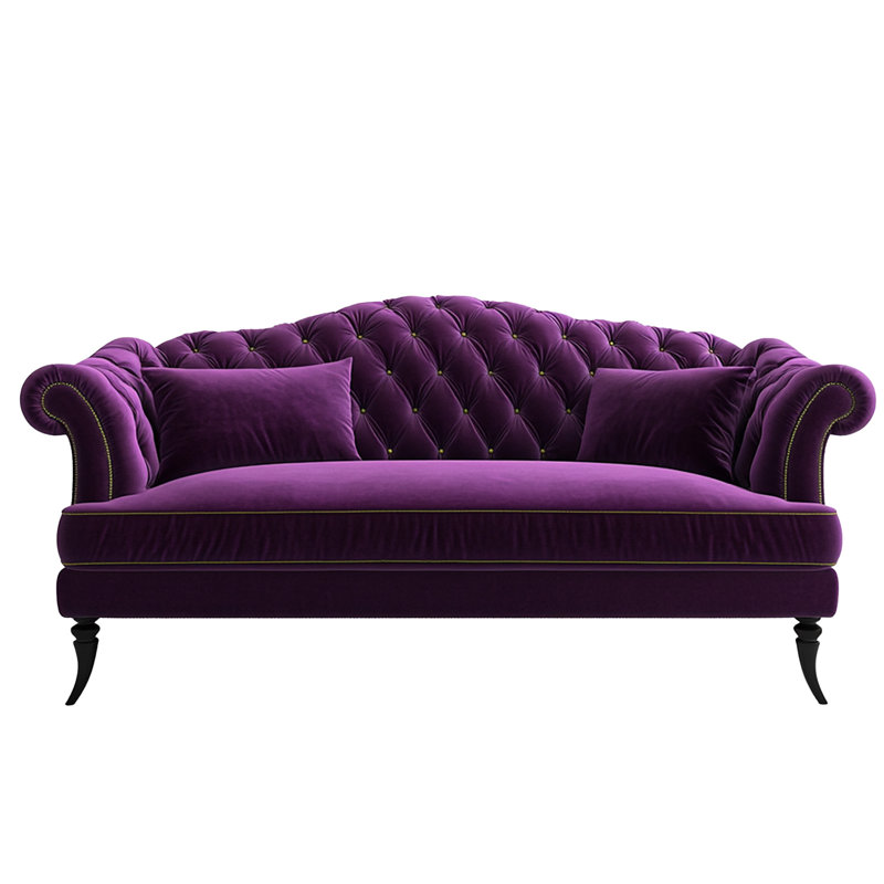 Canapé Chesterfield mauve en velours mauve