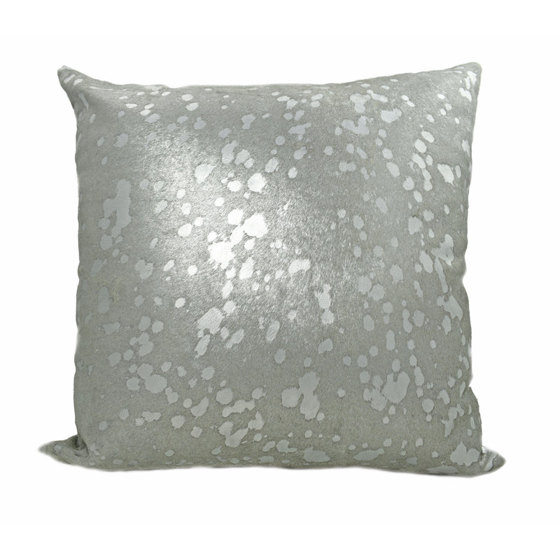 Animal Print Leather/Suede Throw Pillow, Silver