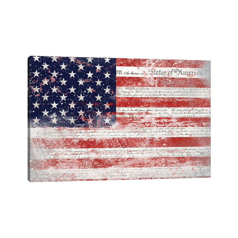 États-Unis par Nan-impression, H 18 po x l 26 po x P 1,5 po, Toile tendue
