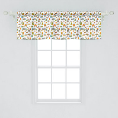 Ambesonne Outdoor Valance Pack of 2 Camping Hiking Elements  White and Multicolor