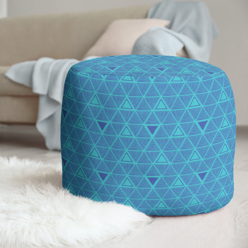 Upholstered Pouf, Teal/Blue