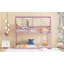 Lit simple superposé au sol en bois d'hévéa simple avec échelle, garde-corps, lit superposé en forme de maison, rose-1293107502