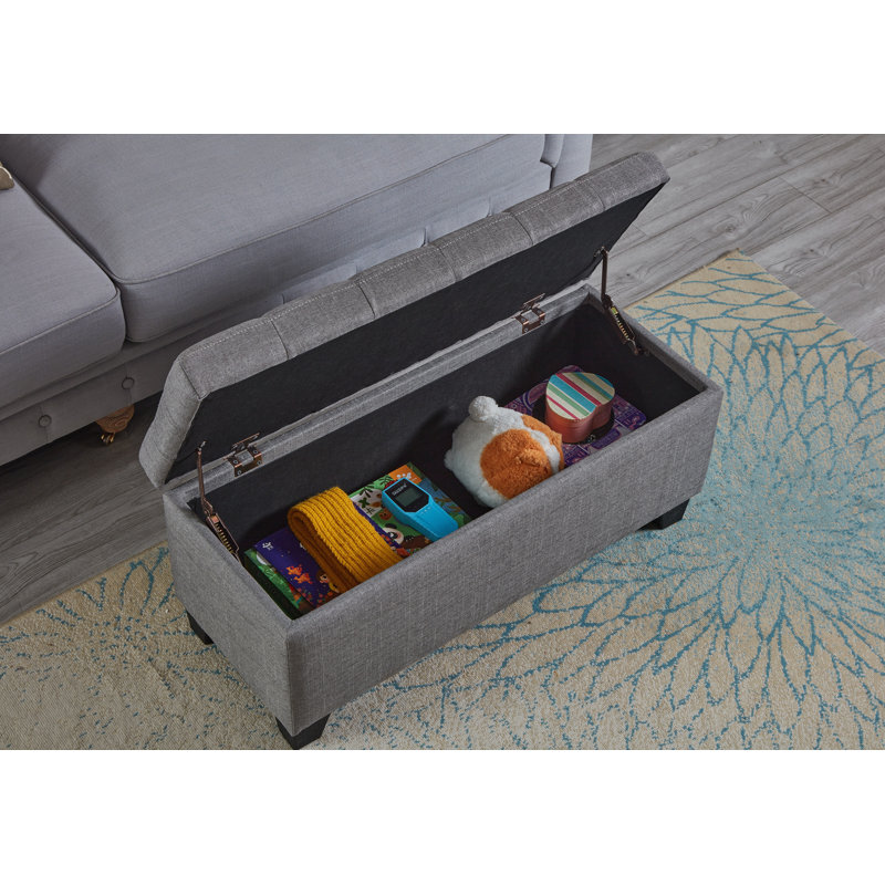 Khattabi Fabric Upholstered Storage Bench, Gray