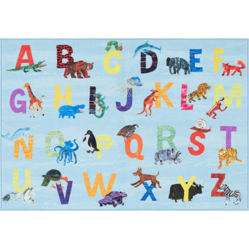 Tapis Eric Carle, Rectangle 4 pi 11 po x 6 pi 6 po, Bleu