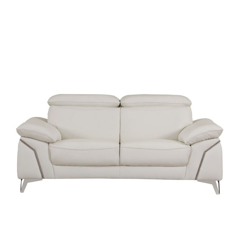 Causeuse en cuir italien à grain supérieur, Blanc