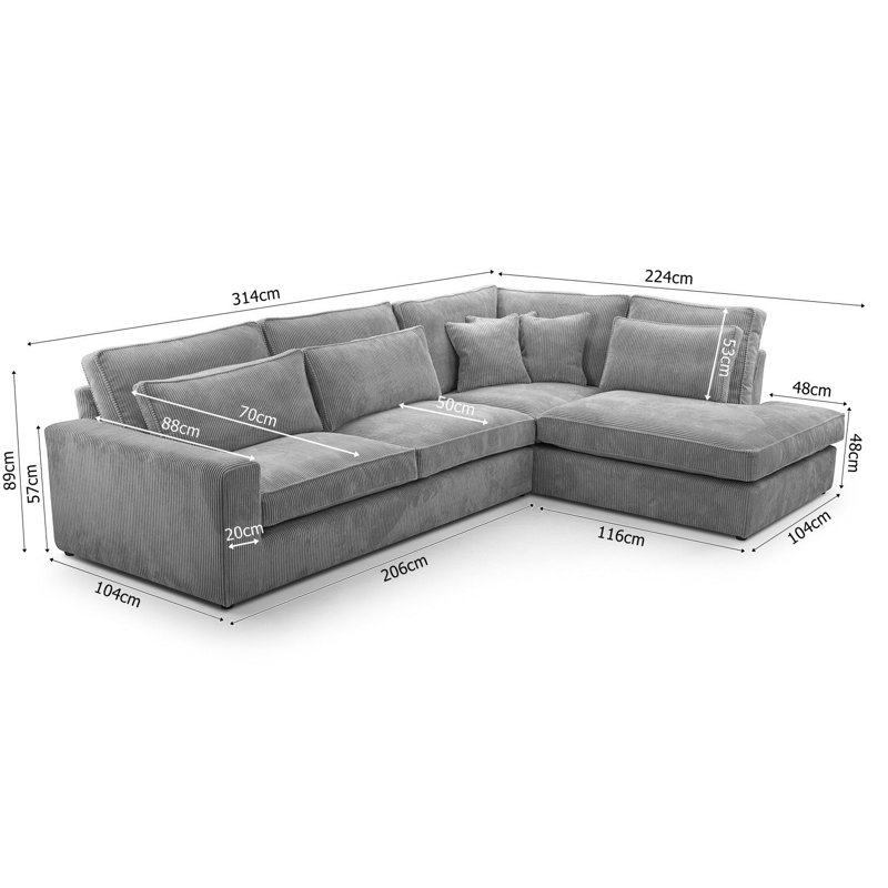 Rahshad 6 Seater Sofa & Chaise, Pink, Left Hand Facing