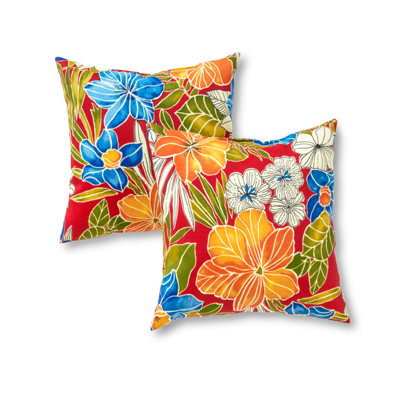 Housse de coussin d'extérieur carré Covington, Rouge Aloha