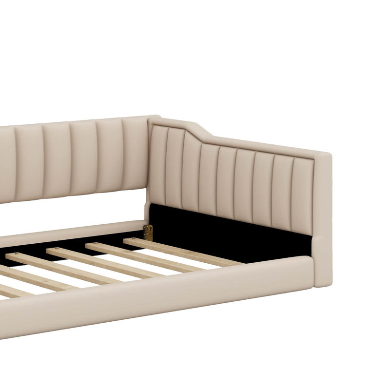 Twin XL Upholstery Daybed And Side Storage Pocket, Beige