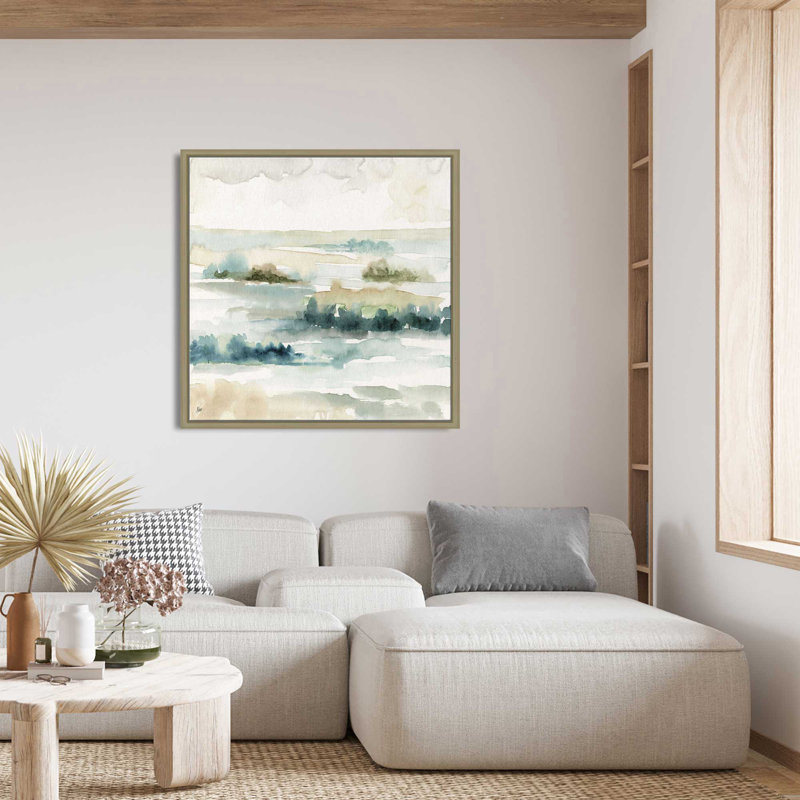 «Pastel Panorama» par Nan - Peinture, L 21,5 po x H 21,5 po, Encadrement brun