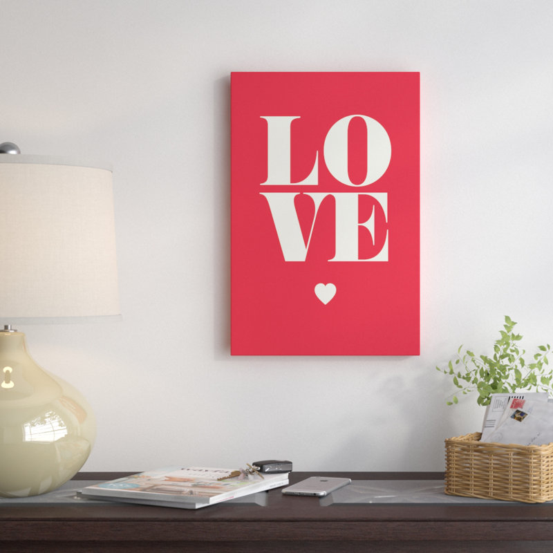 « love », impression sur toile, H 40 po x l 26 po x P 1,5 po, Toile tendue, Pas de tapis