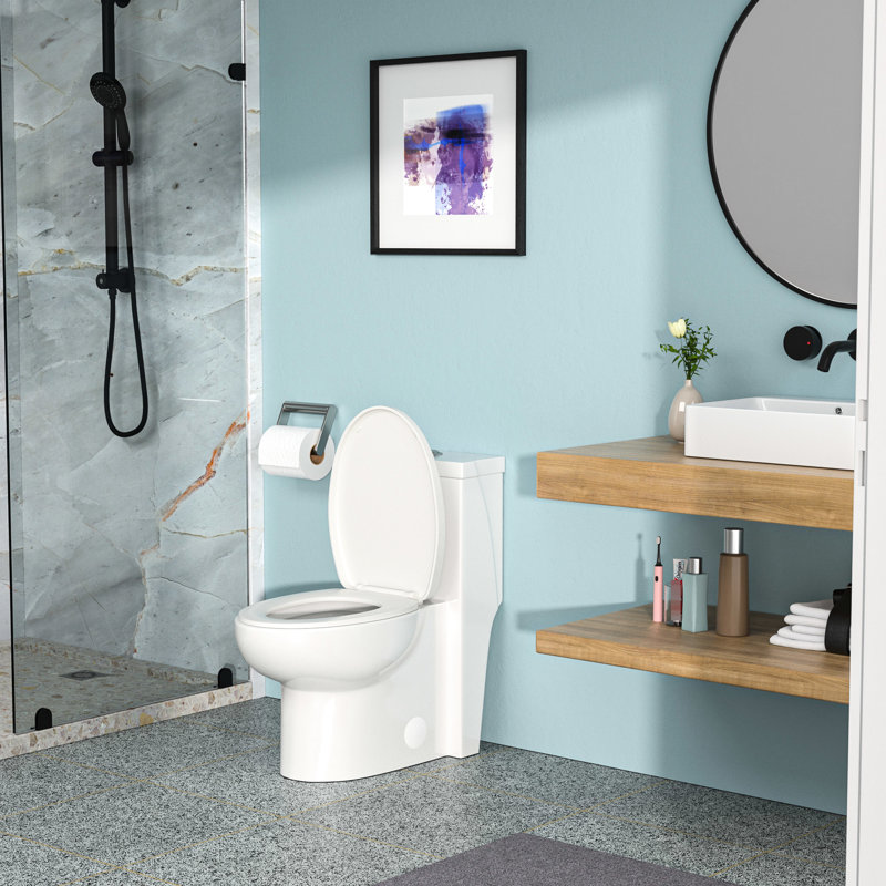 Ceramic Toilet With Dual Flush And Skirted Bowl - Stylish Bathroom Centerpiece Water Conservation Feature
