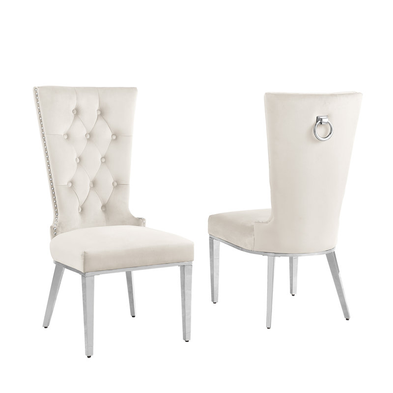 Chaise d'appoint Princeton, Argent, Crème